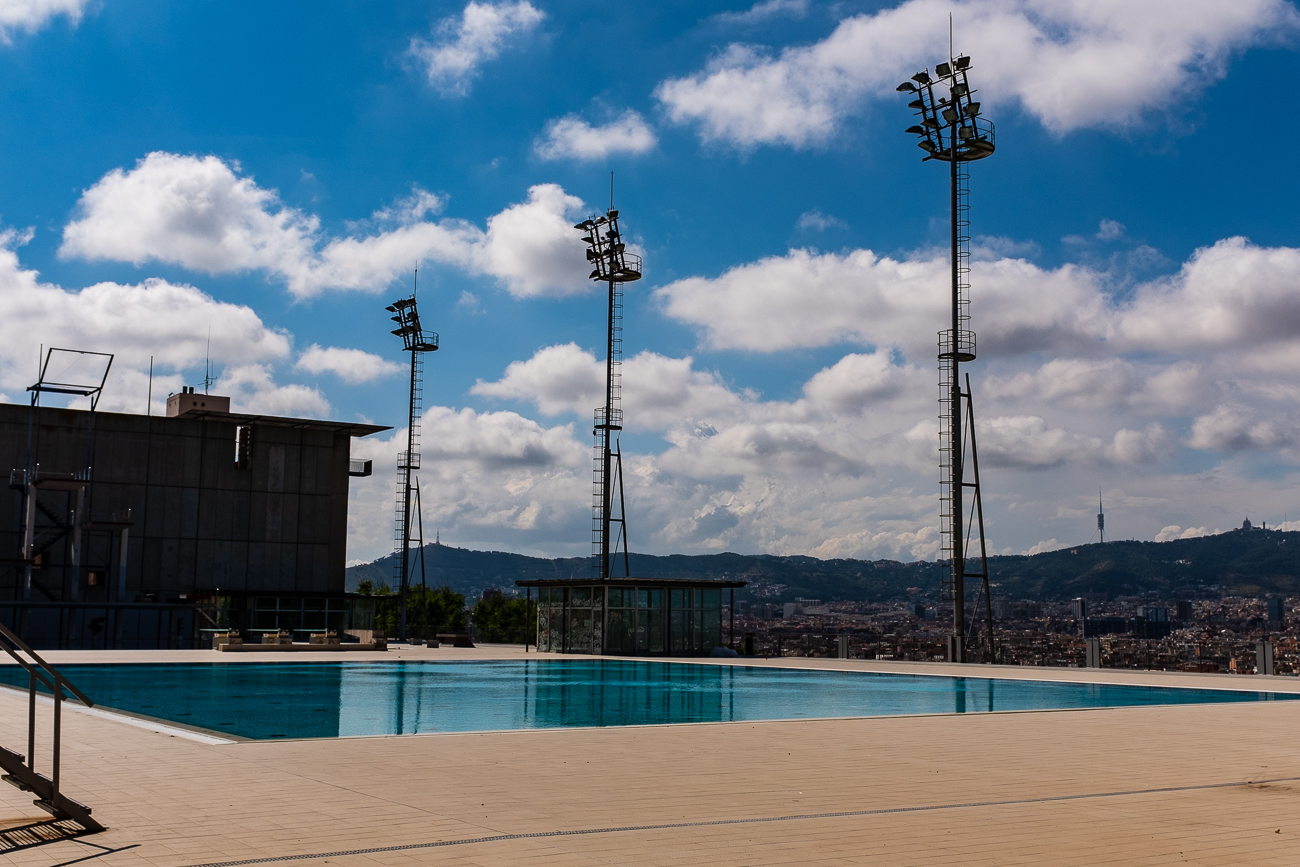Former olympic pool on the hills of Barcelona, Spain.