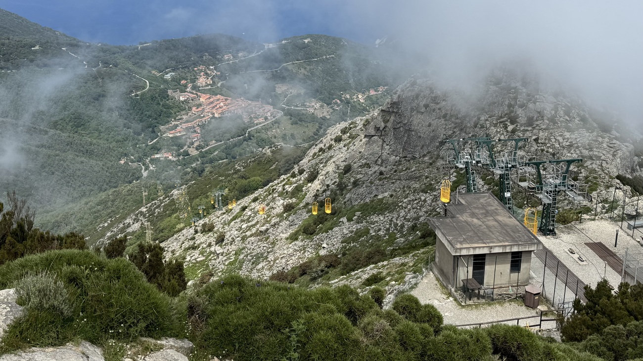 Cable car cabins at Monte Capanne, Elba Island, Italy.