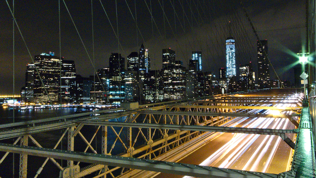 Downtown Manhattan viewed from Brooklyn Bridge, New York City.