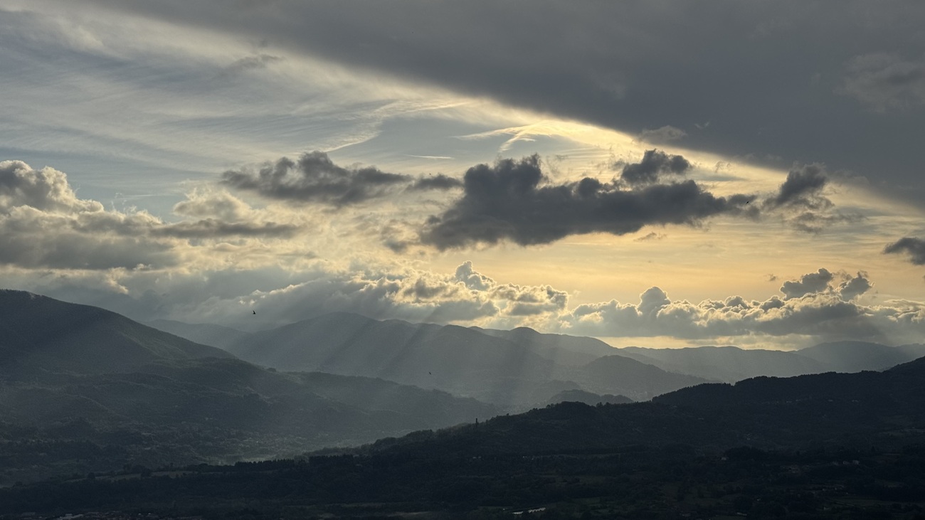 Sunset over the valley of Garfagnana, Italy.